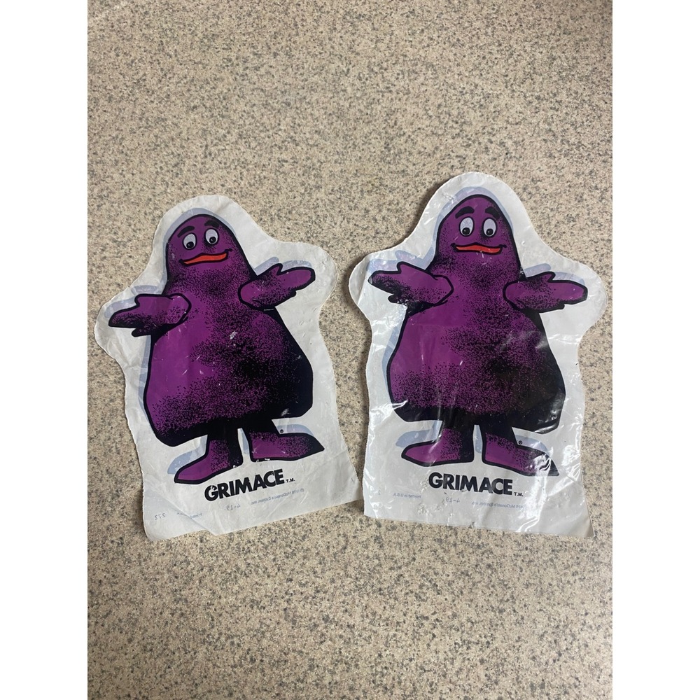 Vintage 1976 McDonalds Grimace Plastic Hand Puppets Set of 2 Purple 70s Toy